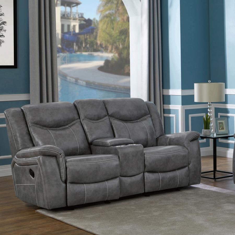Conrad - Upholstered Motion Loveseat - Cool Grey
