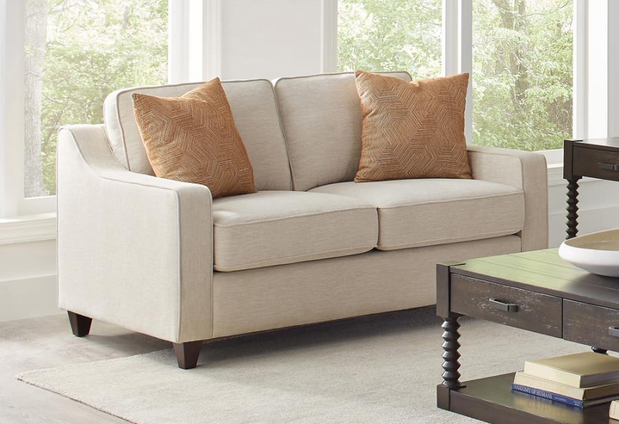 Christine - Upholstered Cushion Back Loveseat - Beige