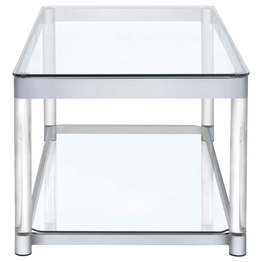 Anne - Coffee Table With Lower Shelf - Chrome and Clear
