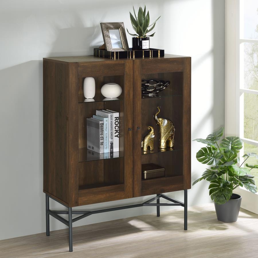 Bonilla - 2-Door Accent Cabinet With Glass Shelves - Dark Pine