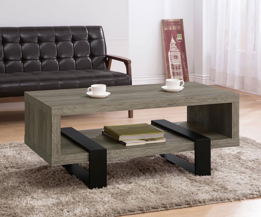 Dinard - Coffee Table With Shelf - Grey Driftwood