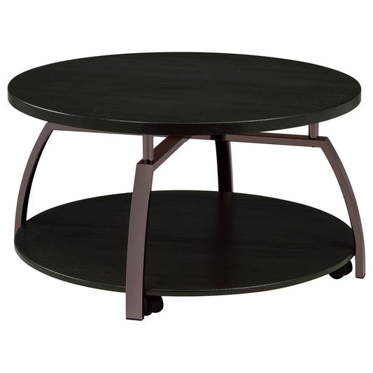 Dacre - Round Coffee Table - Dark Grey and Black Nickel