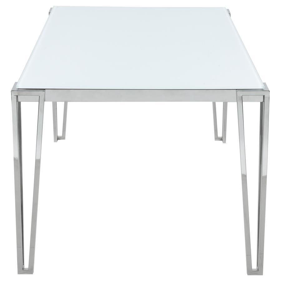 Pauline - Rectangular Dining Table With Metal Leg - White and Chrome