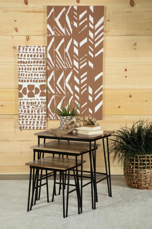 Nayeli - 3-Piece Nesting Table With Hairpin Legs - Natural and Black