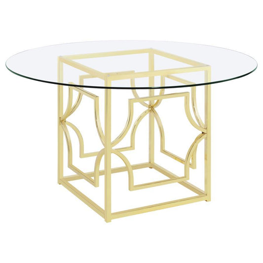 Starlight - Round Glass Top Dining Table - Clear And Brass