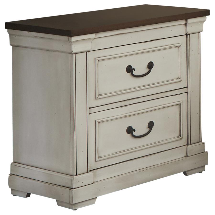 Hillcrest - 2-Drawer Nightstand - Dark Rum and White