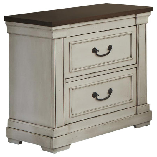 Hillcrest - 2-Drawer Nightstand - Dark Rum and White