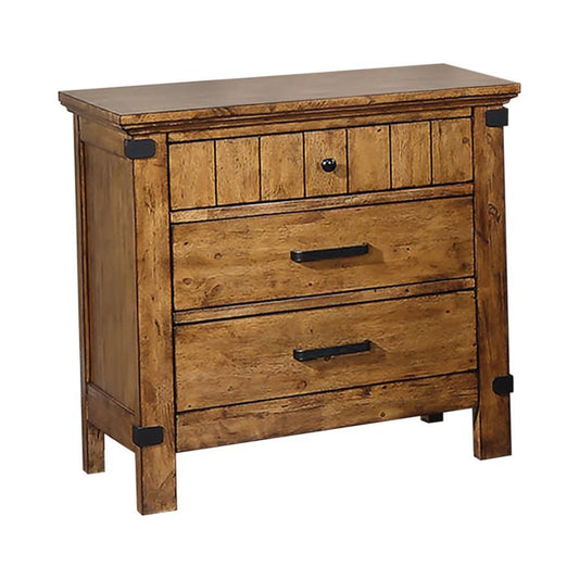Brenner - 3-Drawer Night Stand - Rustic Honey