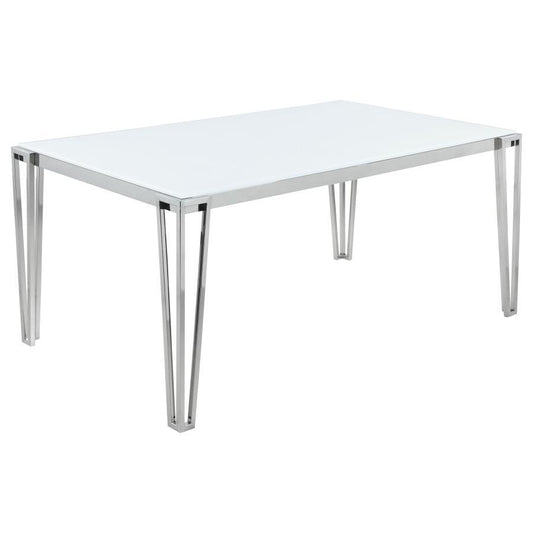Pauline - Rectangular Dining Table With Metal Leg - White and Chrome
