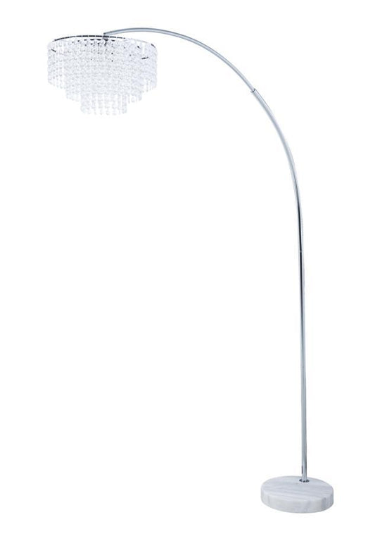 Shirley - Marble Base Floor Lamp - Chrome and Crystal