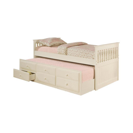 Rochford - Twin Captain'S Bed With Storage Trundle - White