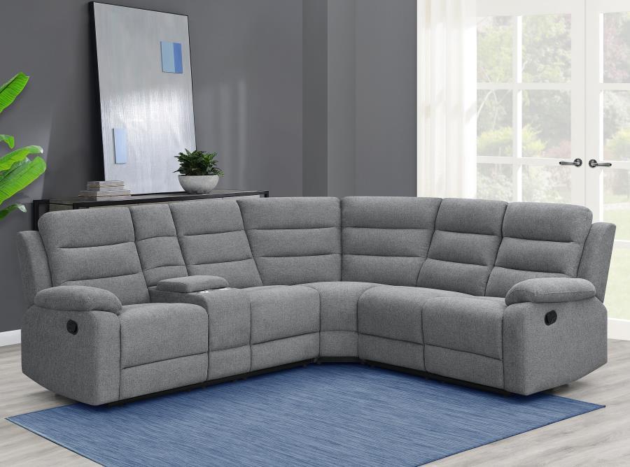 David - 3-Piece Upholstered Motion Sectional With Pillow Arms - Smoke
