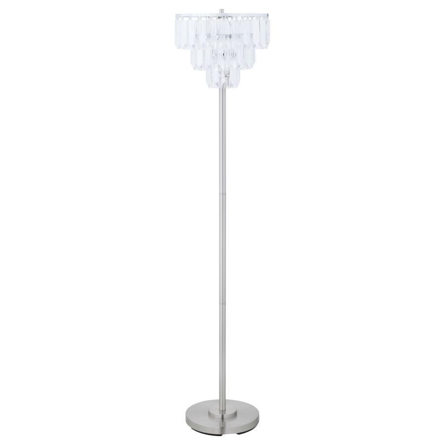 Anya - Metal Base Floor Lamp - Chrome and Crystal