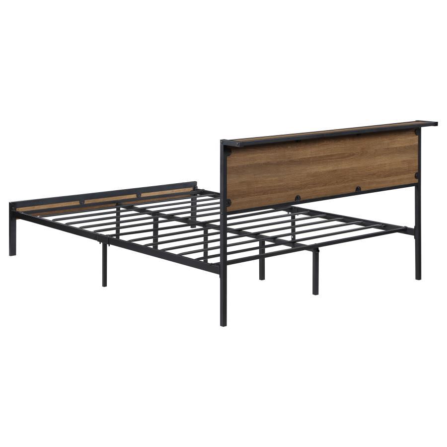 Ricky - Queen Platform Bed - Light Oak And Black