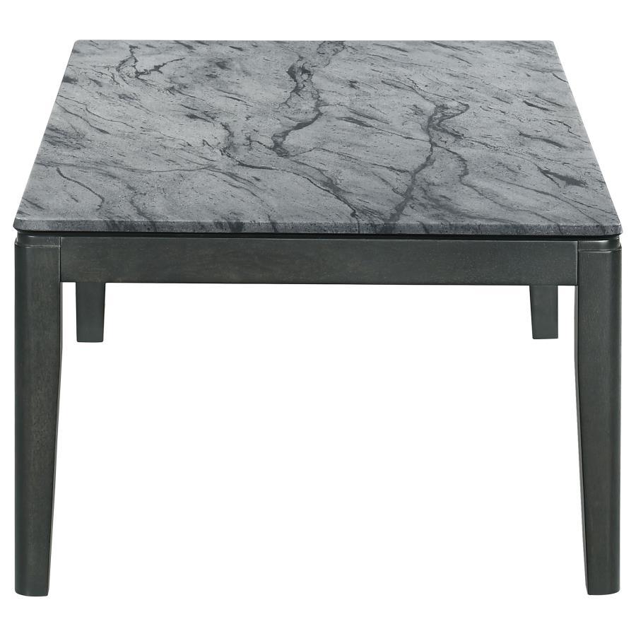 Mozzi - Rectangular Coffee Table Faux Marble - Grey and Black