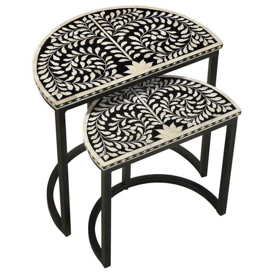Zakiya - 2-Piece Demilune Nesting Table - Black and White