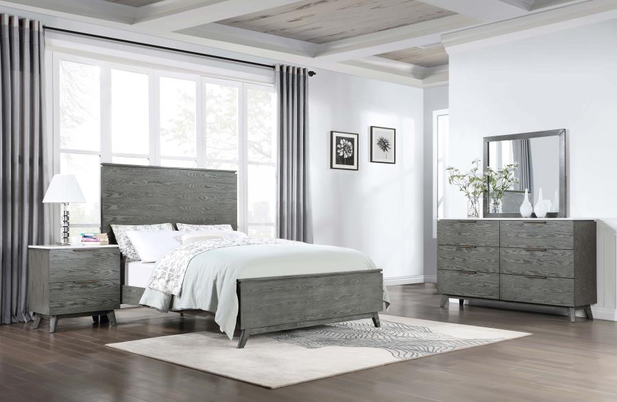 Nathan - 4-Piece California King Bedroom Set - White Marble and Grey