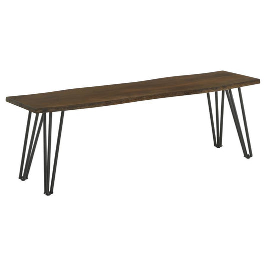 Topeka - Live-Edge Dining Bench - Mango Cocoa and Gunmetal