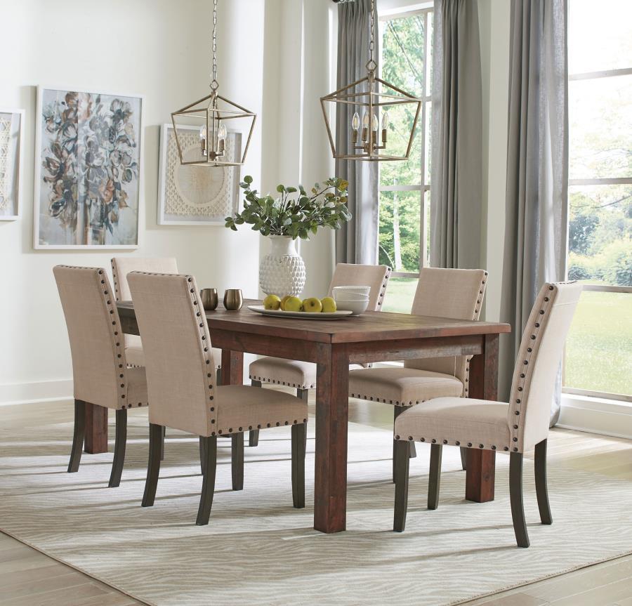 Coleman - 7-Piece Rectangular Dining Set - Rustic Golden Brown