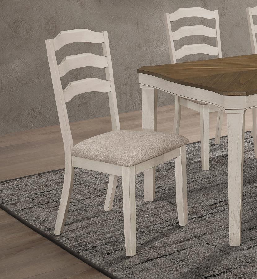Ronnie - Ladder Back Padded Seat Dining Side Chair (Set of 2) - Khaki and Rustic Cream