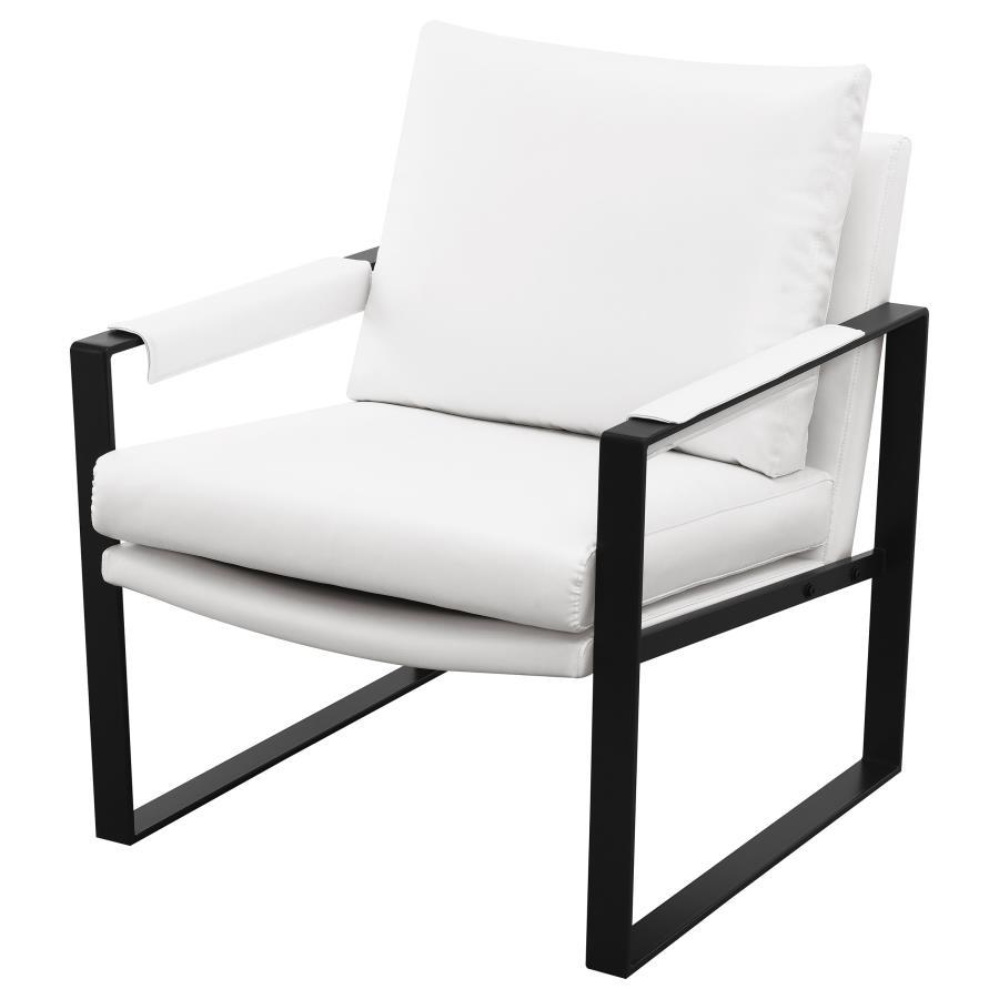 Rosalind - Upholstered Track Arms Accent Chair - White and Gummetal