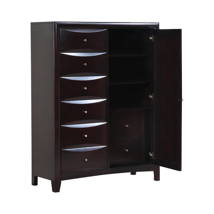 Phoenix - 6-Drawer Door Chest  - Deep Cappuccino