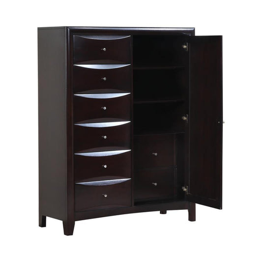 Phoenix - 6-Drawer Door Chest  - Deep Cappuccino