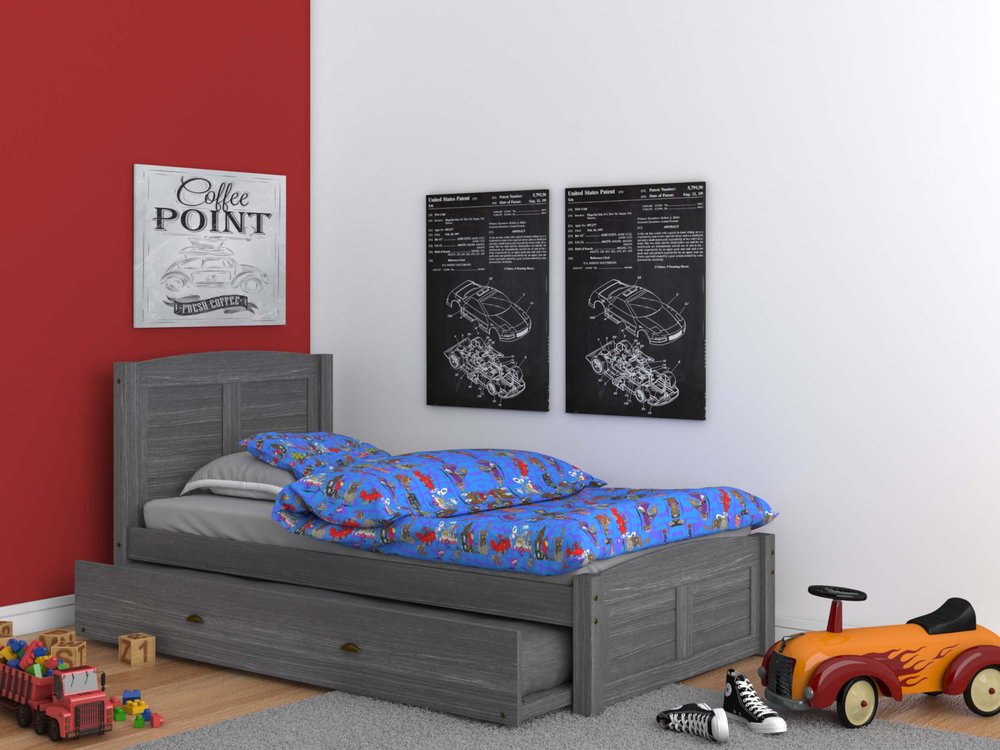 4231R / 4230R Platform Bed in Gray With Trundle