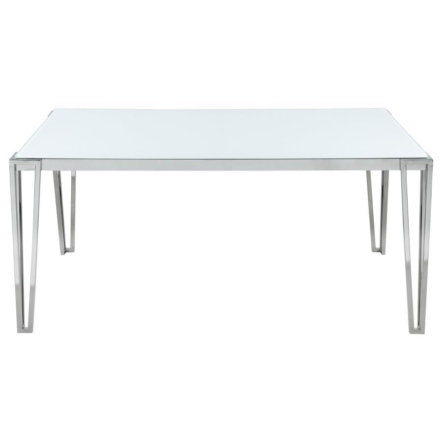 Pauline - Rectangular Dining Table With Metal Leg - White and Chrome
