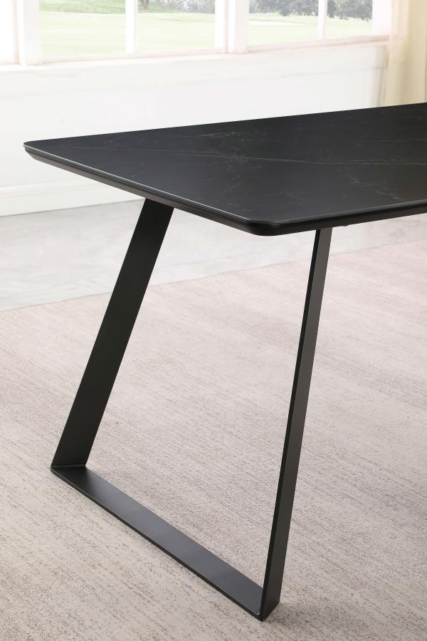 Smith - Rectangle Ceramic Top Dining Table - Black and Gunmetal