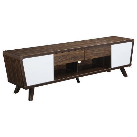 Alvin - 2-Drawer TV Console - Dark Walnut and Glossy White