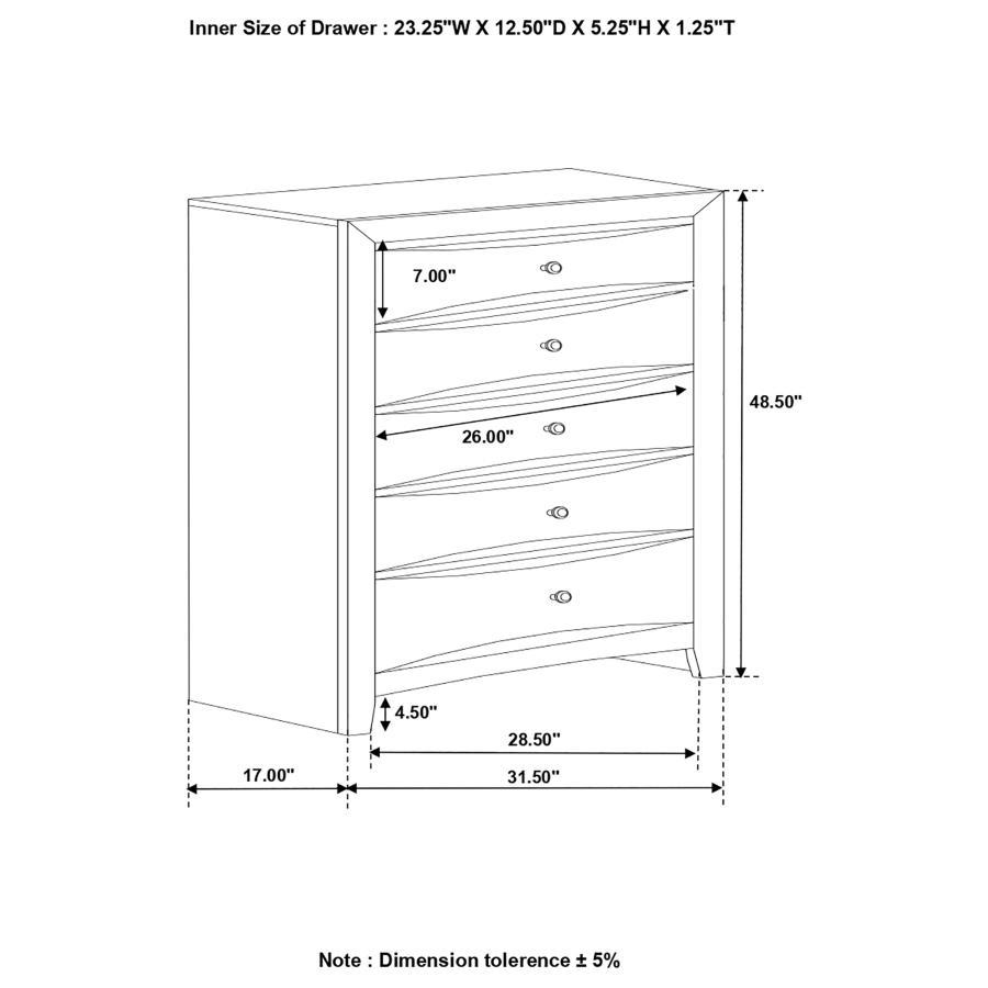 Briana - Rectangular 5-Drawer Chest - Black