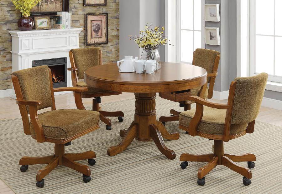 Mitchell - 5-Piece Game Table Set - Amber and Brown
