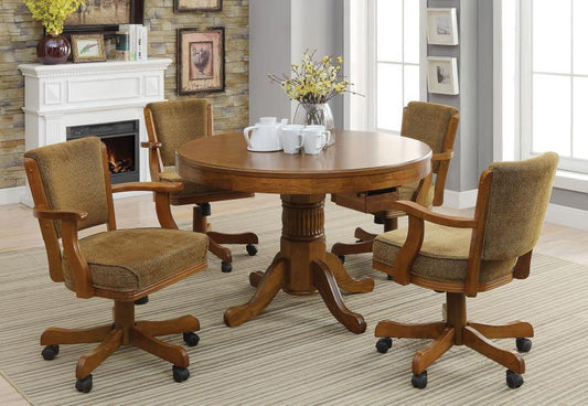 Mitchell - 5-Piece Game Table Set - Amber and Brown