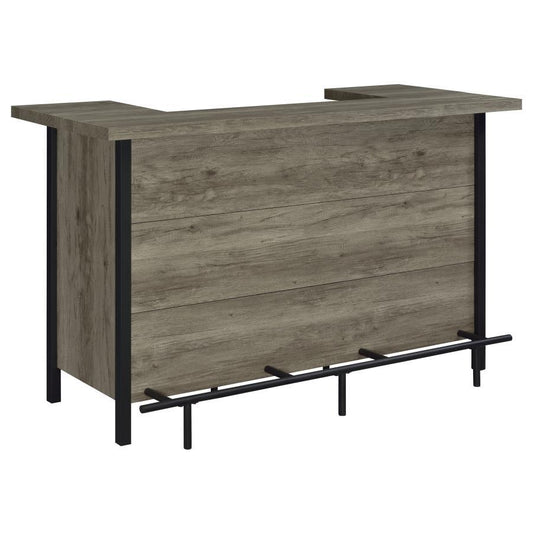 Bellemore - Bar Unit With Footrest - Grey Driftwood and Black