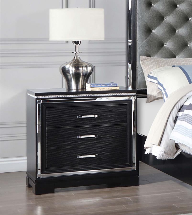Cappola - Rectangular 2-Drawer Nightstand - Silver and Black