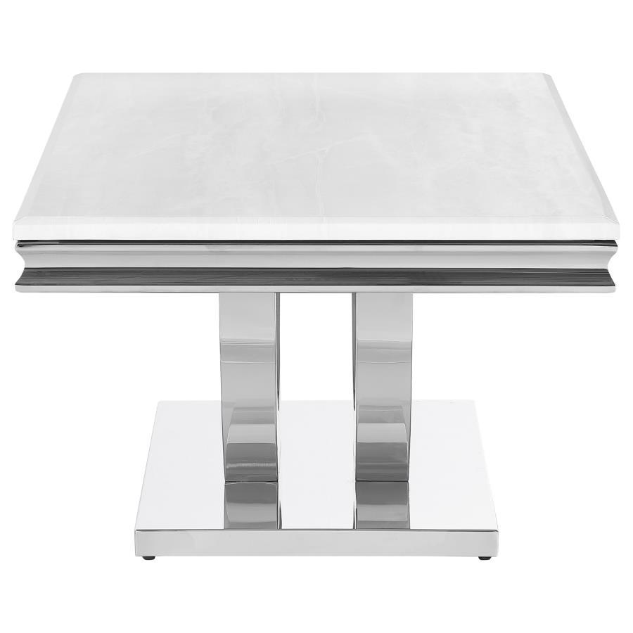 Kerwin - U-Base Rectangle Coffee Table - White and Chrome