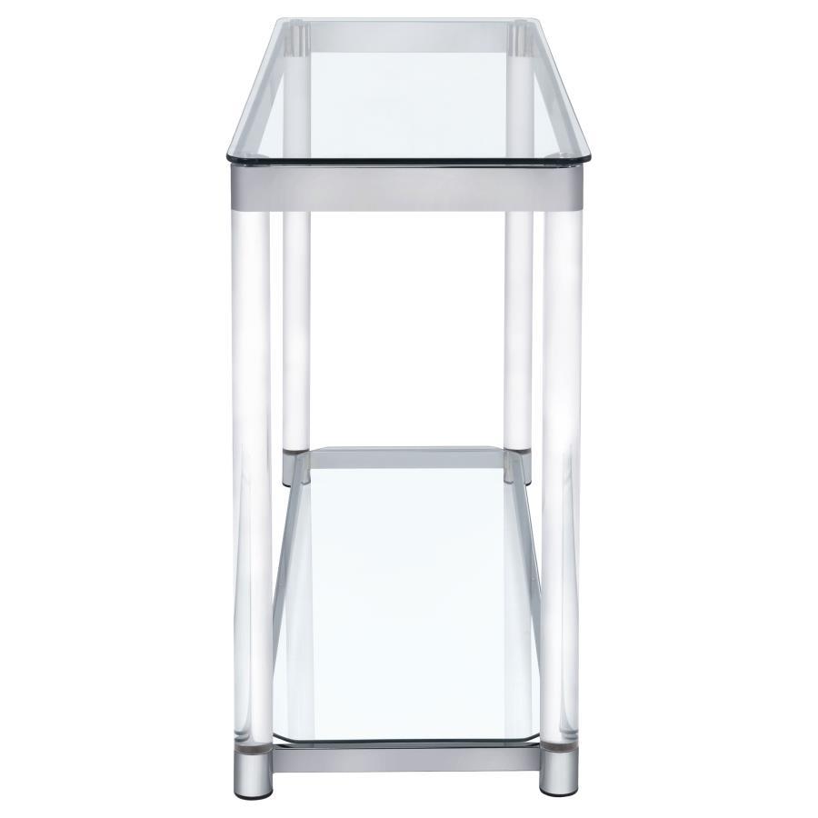 Anne - Sofa Table With Lower Shelf - Chrome and Clear