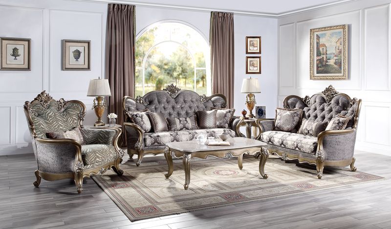 Elozzol - Sofa - Fabric & Antique Bronze Finish