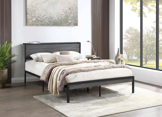Ricky - Queen Platform Bed - Grey And Black