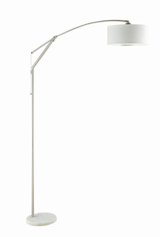 Moniz - Adjustable Arched Arm Floor Lamp - Chrome and White