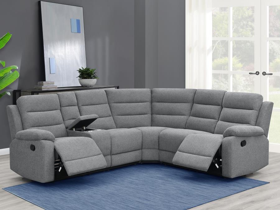David - 3-Piece Upholstered Motion Sectional With Pillow Arms - Smoke