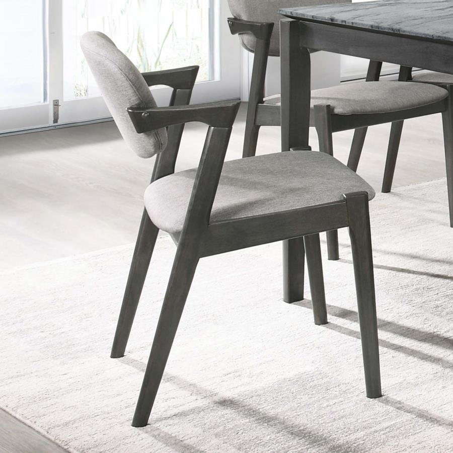 Stevie - Upholstered Demi Arm Dining Side Chairs (Set of 2) - Brown Grey and Black