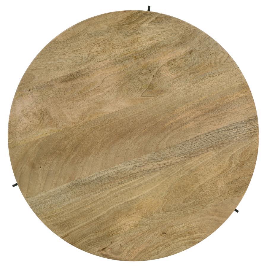 Pilar - Round Solid Wood Top Coffee Table - Natural and Black