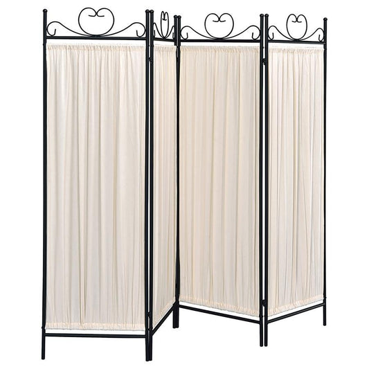 Dove - 4-Panel Folding Screen - Beige and Black