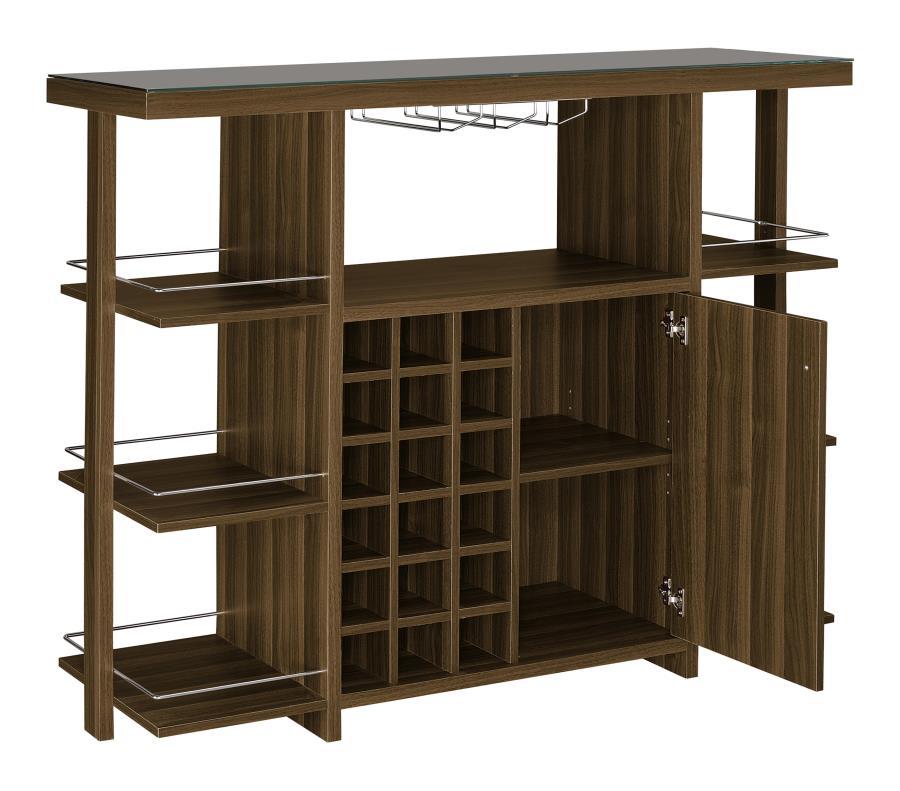 Evelio - Bar Unit With Wine Bottle Storage - Walnut