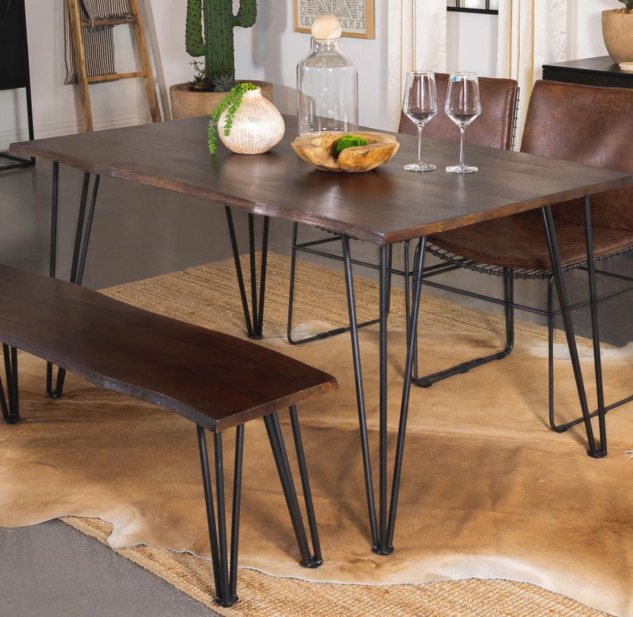 Topeka - Live-Edge Dining Table - Mango Cocoa and Gunmetal