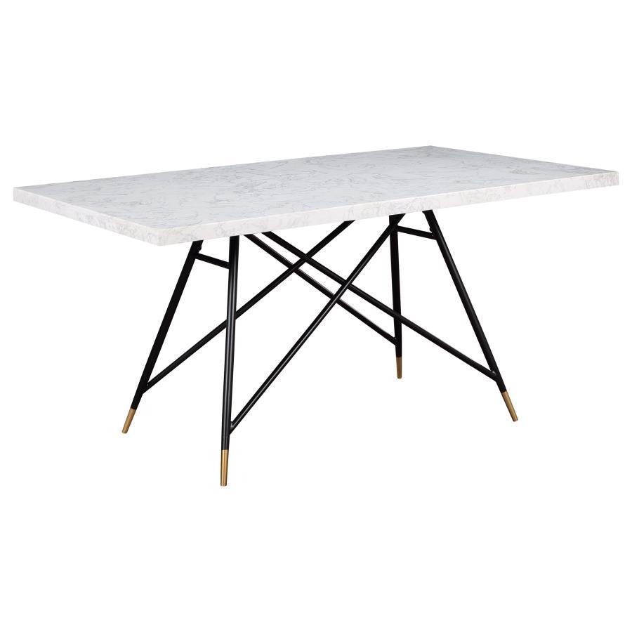 Gabrielle - 5-Piece Marble Top Rectangular Dining Table Set - White and Grey