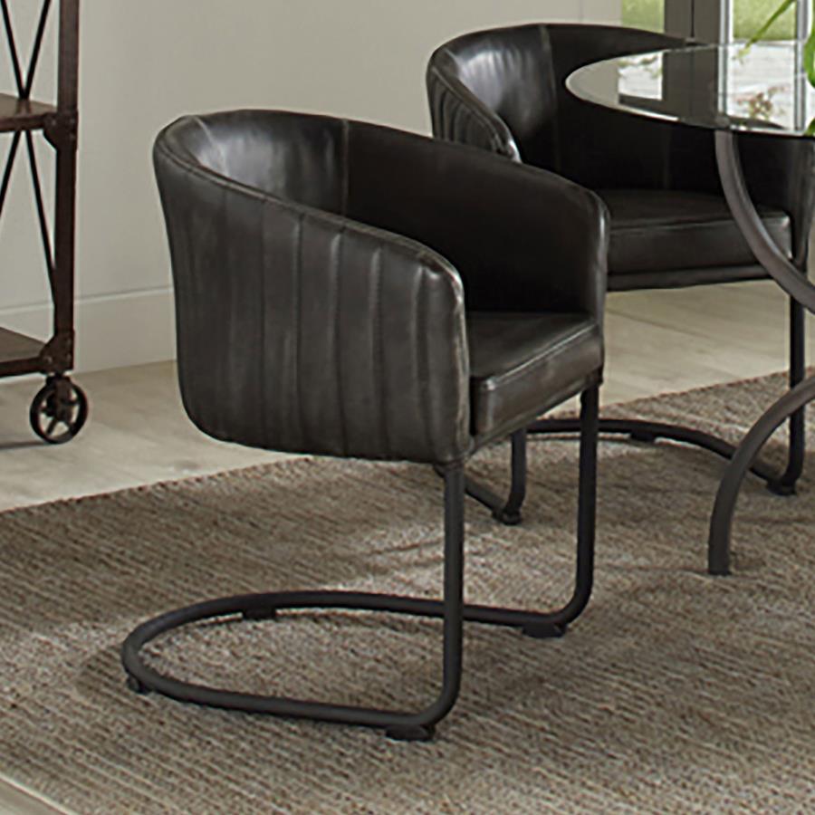 Banner - Upholstered Dining Chair - Anthracite and Matte Black