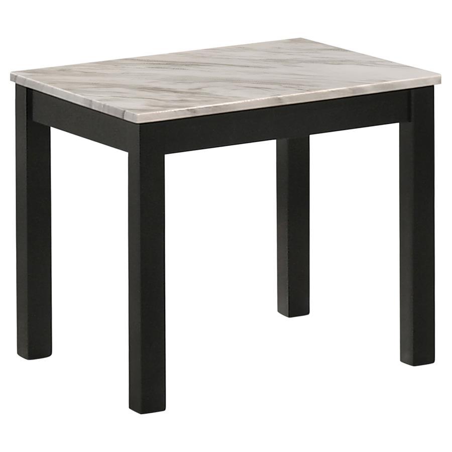 Bates - Faux Marble 3-Piece Occasional Table Set - White and Black